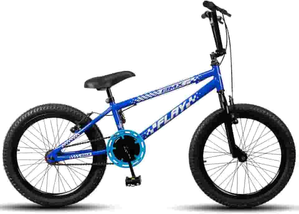 Bicicleta Aro 20 BMX Infantil Flay Aro Aero Freio V-Brake Menino 6, 7, 8, 9, 10 + anos - Azul Escuro