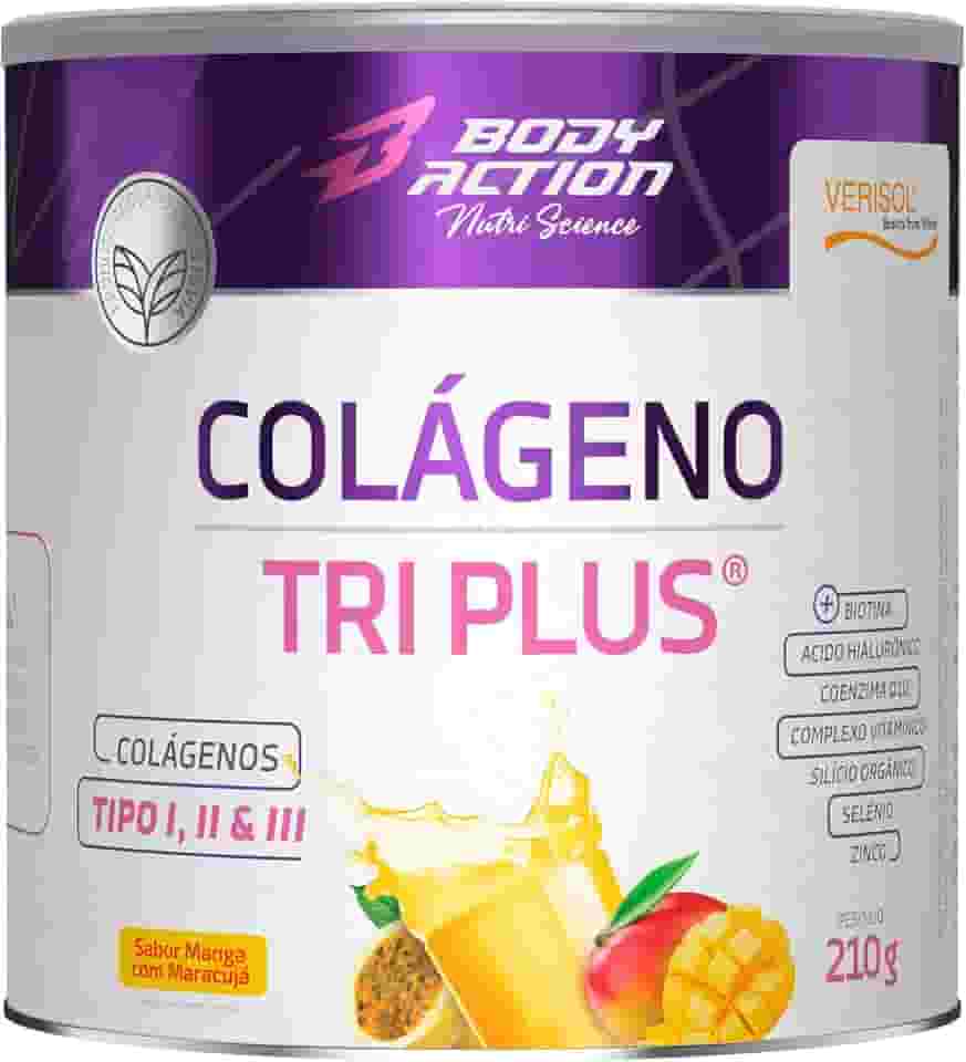 Colágeno Verisol Tri Plus Tipo1, Tipo 2 e Tipo 3-210g Bodyaction (Único, Manga com Maracujá)