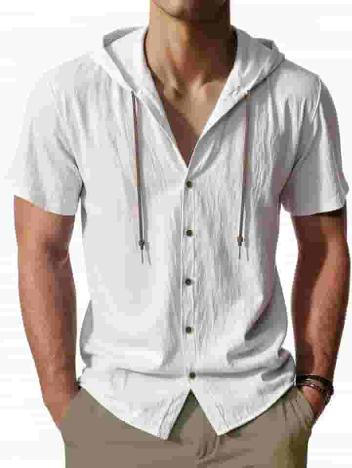 Camisa masculina de manga curta com botões, moletom casual de verão, leve, fashion