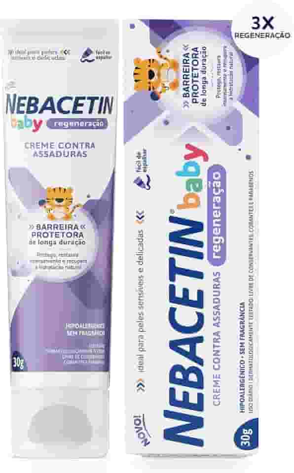 Pomada Contra Assaduras Nebacetin Baby Regeneração 30g - Cuida e Trata Peles Irritadas, Forma Barreira Protetora na Pele