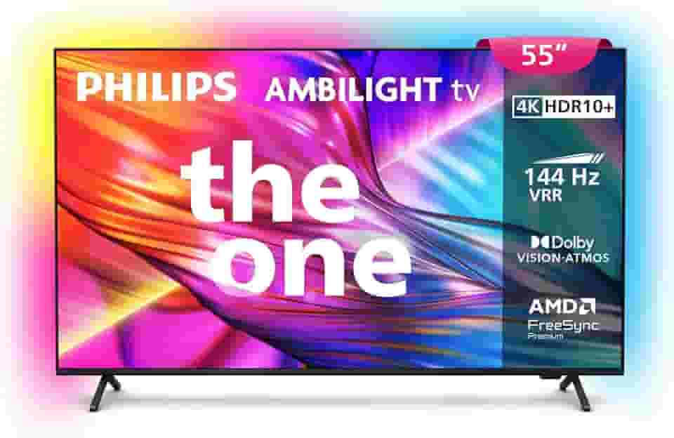 PHILIPS, Smart TV, Ambilight THE ONE 55' 4K 144 Hz, 55PUG8929/78, Google TV, P5, DTS Play-Fi, Freesync, Dolby Vision e Atmos, 40 WRMS