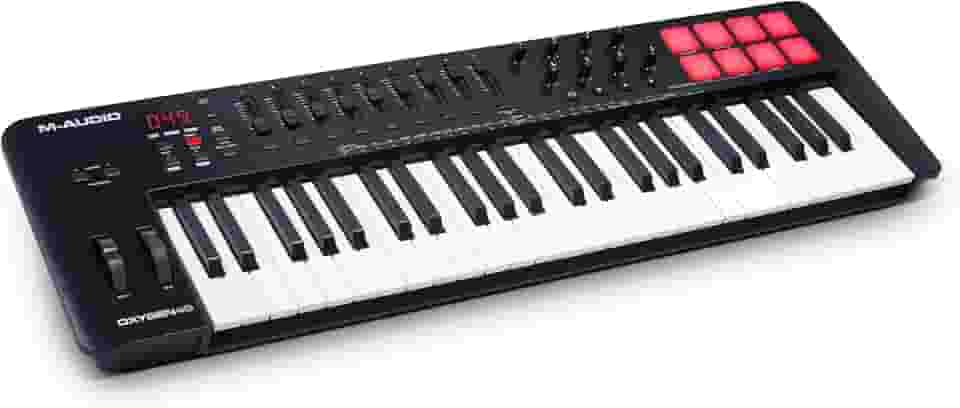 M-AUDIO Oxigênio (MKV) – Controlador de teclado MIDI USB de 49 teclas com beat pads, modos de acorde inteligente e escala, arpejador e conjunto de software incluídos