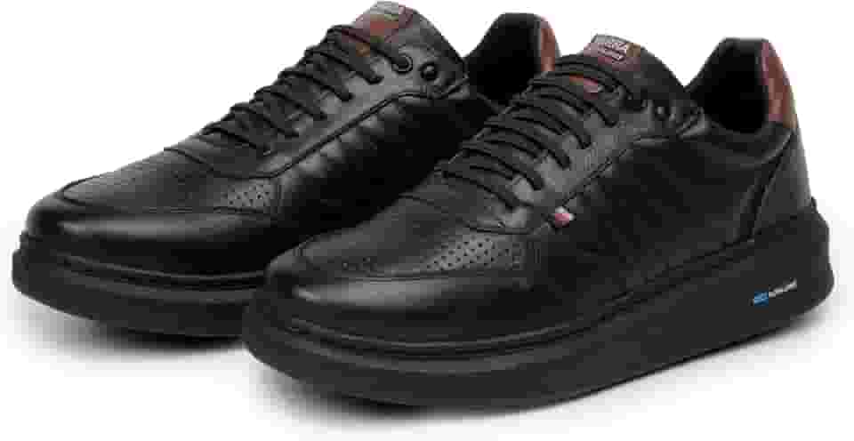 Sapatenis Masculino Couro 100% Legitimo Moderno Casual Detalhado Sola Alta Confortável Macio