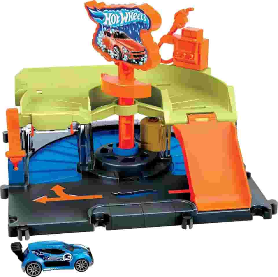 Hot Wheels City Pista de Brinquedo Lava-rápido da Cidade para crianças a partir de 4 anos