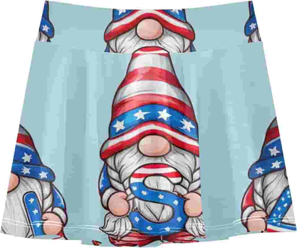 Shorts atléticos para meninas gnomos EUA American Patriotic Tennis Saias de ginástica para meninas adolescentes 3-4t