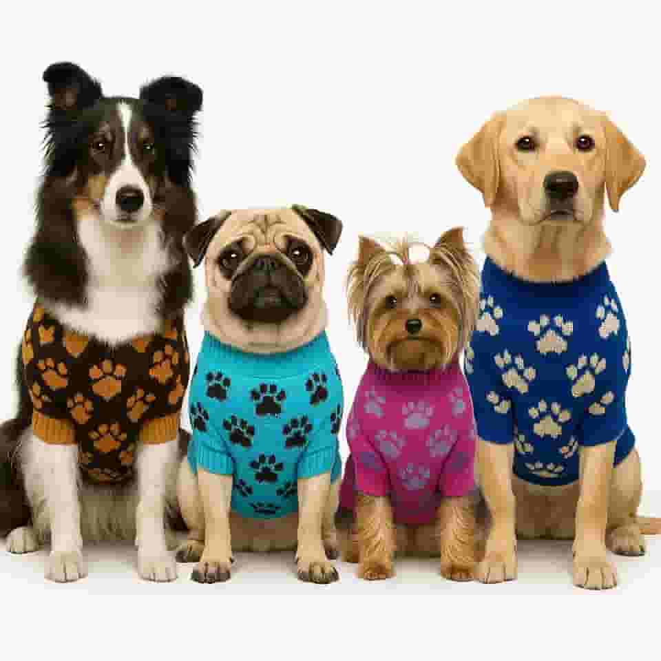 Roupa de Inverno Pet para Cães Pequenos e Médios Estampa de Patinhas Cores Sortidas (Macho, Pequeno)