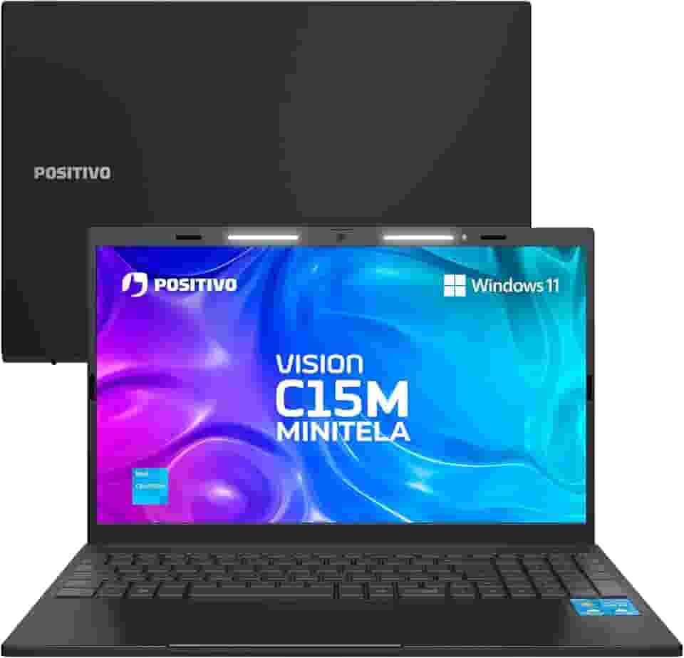 Notebook Positivo Vision C15M Intel Celeron N4500 Windows 11 Home 4GB RAM 128GB eMMC Tela 15" Full HD IPS Antirreflexo - Minitela e Tecla Copilot - Cinza
