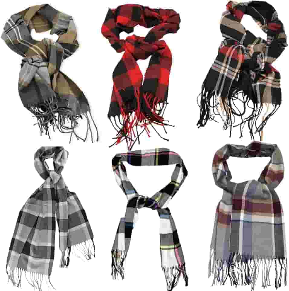 Cachecol para Frio Xadrez Unissex com Franjas Cores Sortidas 160x30 cm Inverno Toque macio