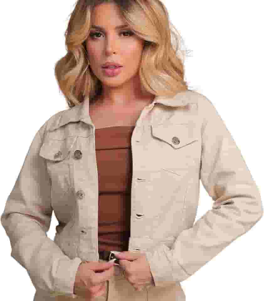 Jaqueta Feminina em Jeans com Botões de Ferro Versátil e Estilosa