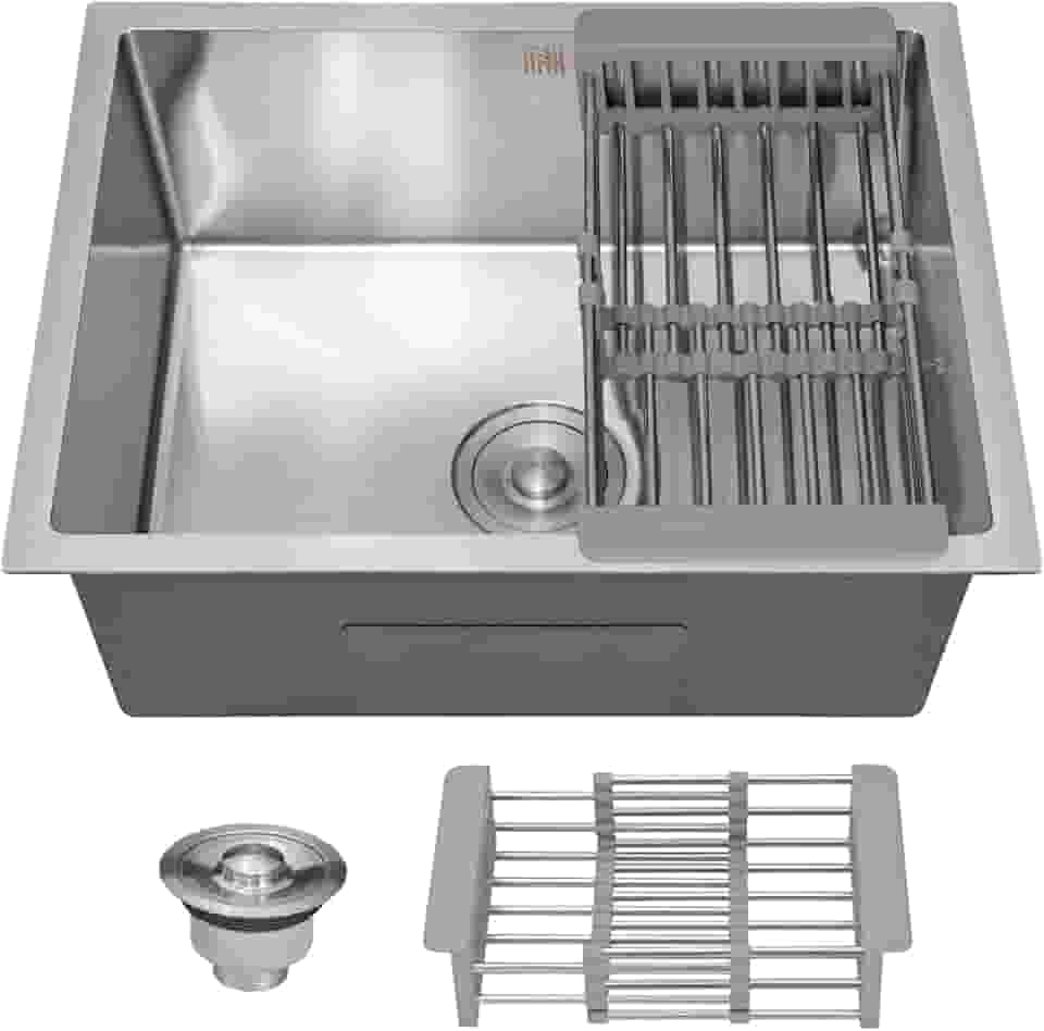 HOLTTER Kit Cuba Cozinha Gourmet Aço Inox 304 Resistente Corrosão Acompanha Cesto Escorredor Elegante Chique Fácil Limpeza Antirruído Embutir Sobrepor Cozinha Ilha Espaço Gourmet (Preta)