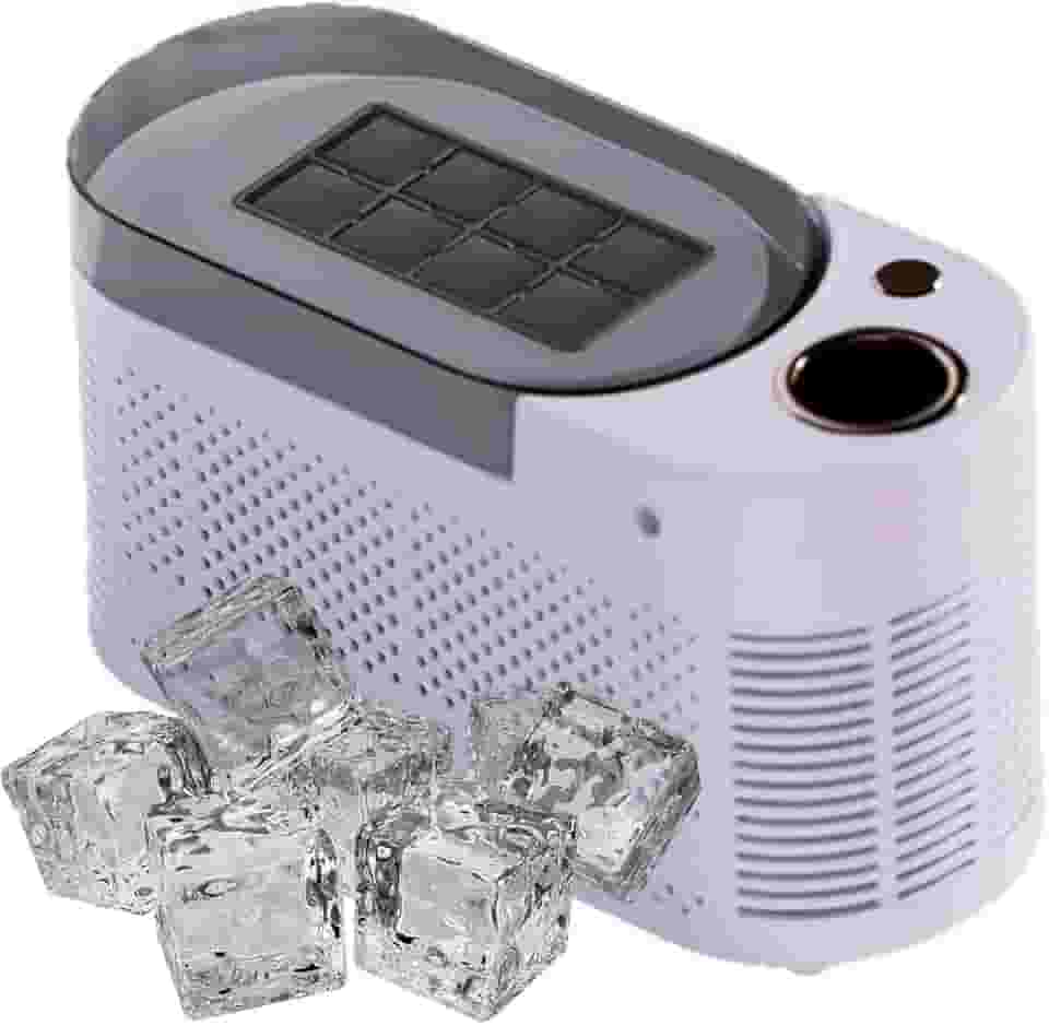 Mini máquina de gelo de bancada portátil 12V, 8 cubos de gelo em 10 minutos, máquina de gelo compacta para casa/carro/viagem, design silencioso e com baixo consumo de energia(Purple)