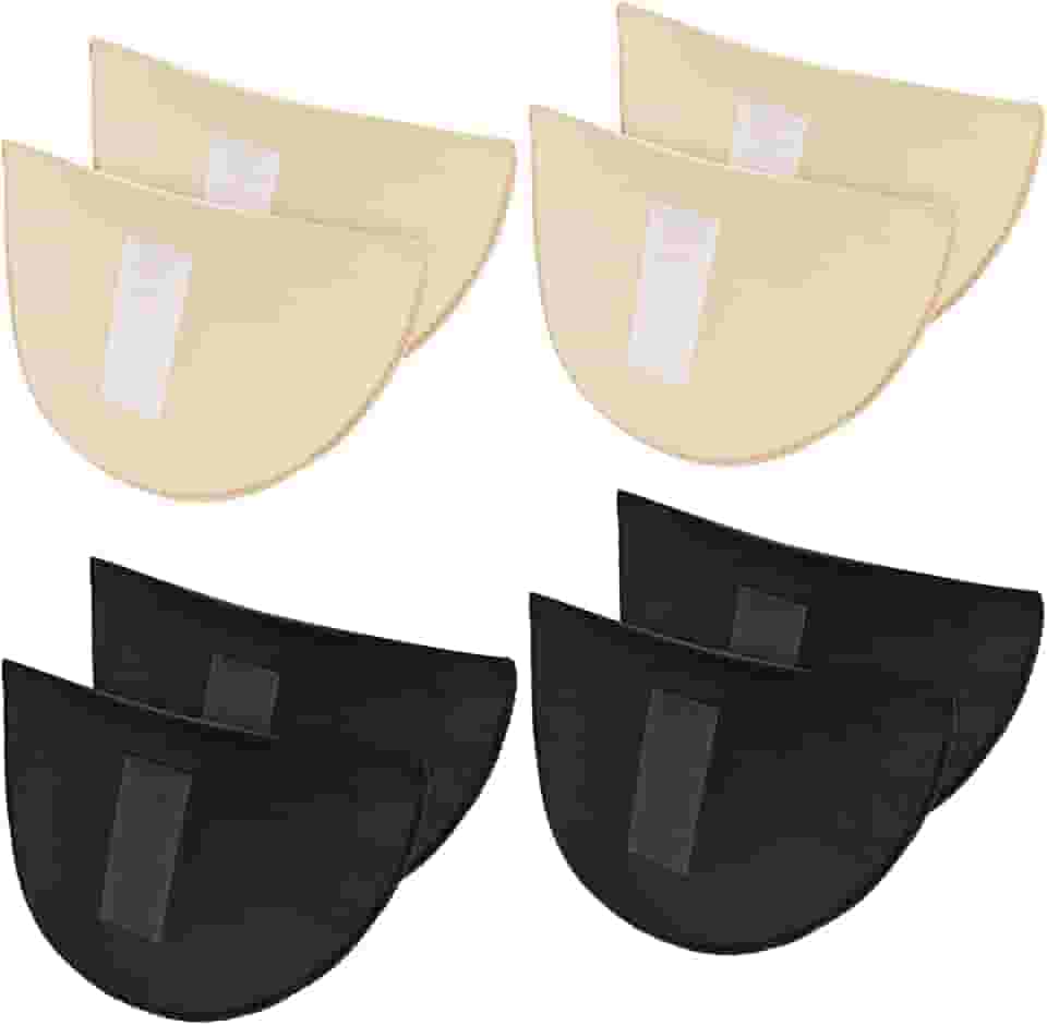 4 pares de ombreiras para roupas femininas, espessuras de espuma de 1,5 cm, almofada de esponja respirável para ombros altos e baixos inclinados, blazer, casaco, camisa (preto e pele)