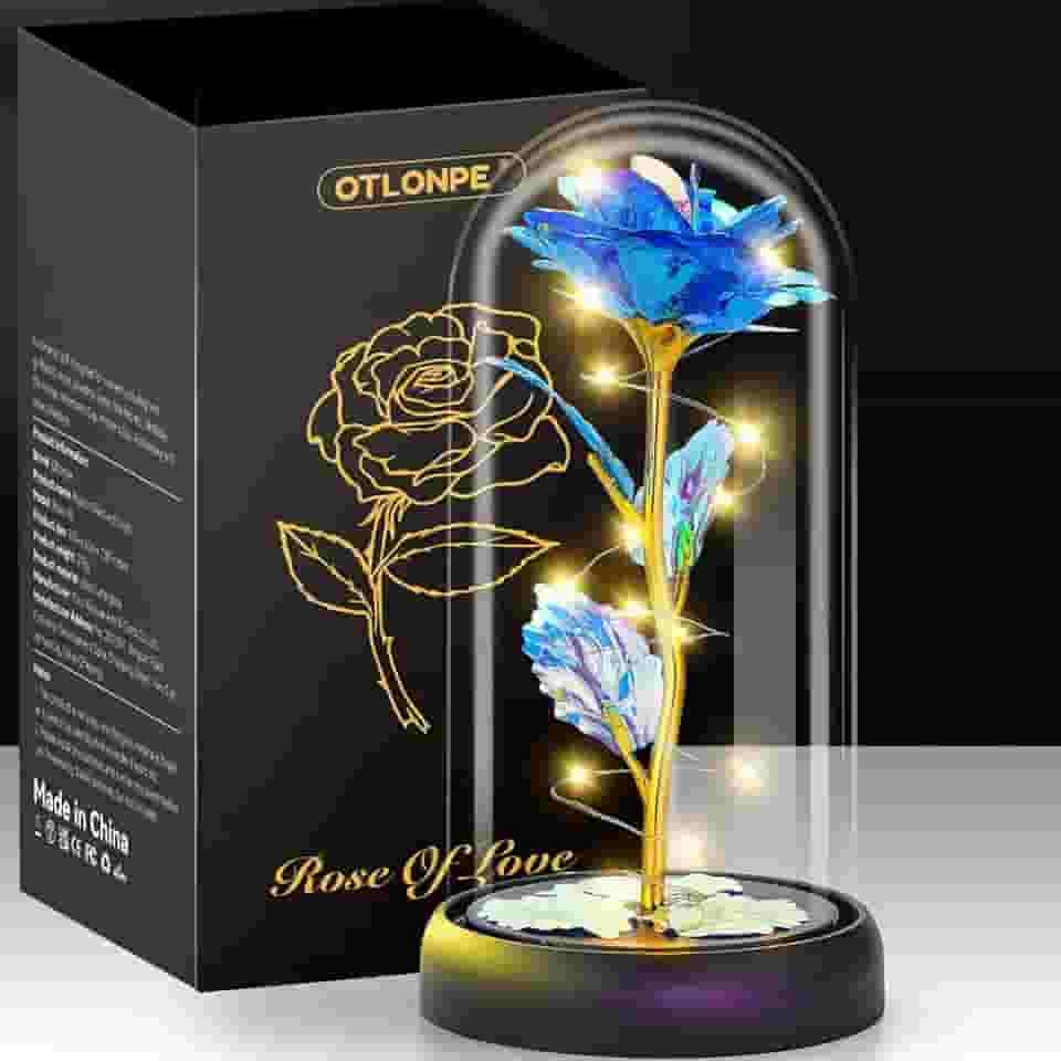 Otlonpe Forever Glass Rose Flower - Presentes femininos para o Natal, Dia dos Namorados, Dia das Mães - Presentes de aniversário para sua esposa, namorada, avó, filha, irmã, decoração de casa de