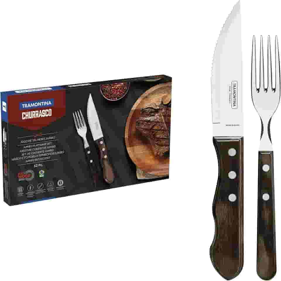 Jogo de Talheres Para Churrasco 12 Peças, Tramontina, 21199996, Castanho