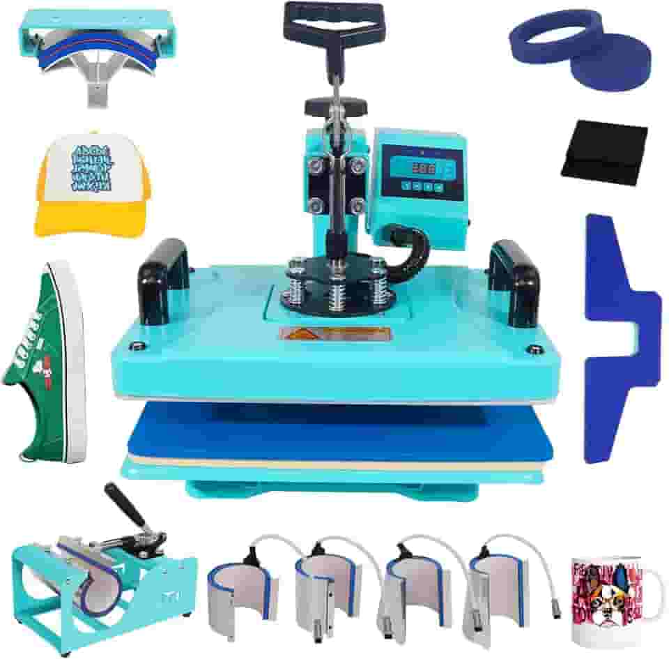 Máquina de Estampar Térmica 10 em 1 - Aço Inoxidável Azul - 220 Volts (Azul - 220 V-Envio pelo vendedor)