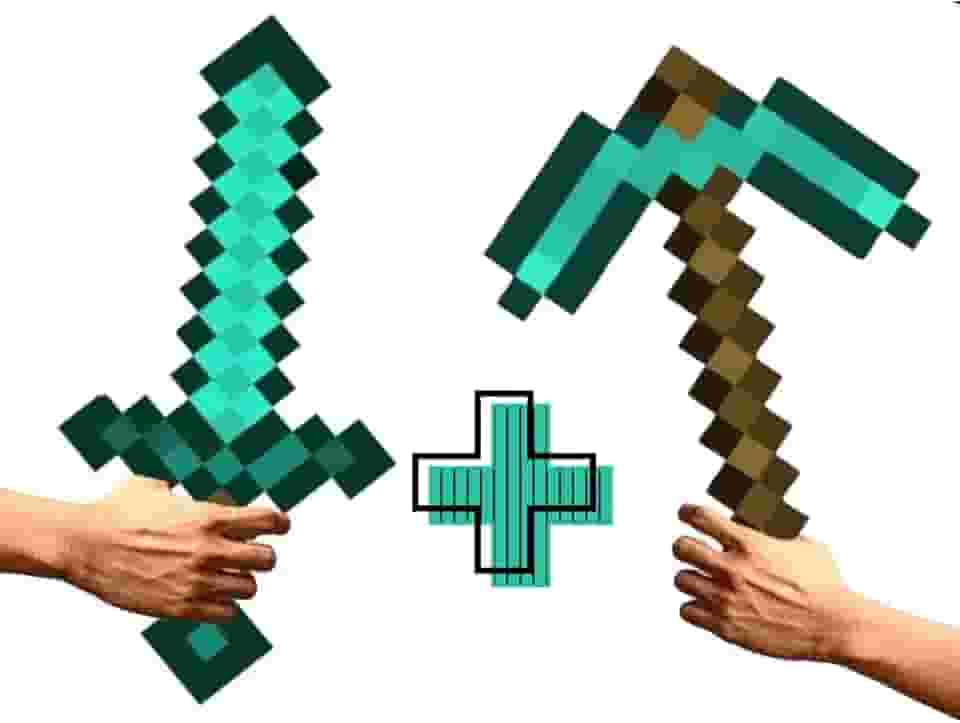 Kit espada e picareta pixel mdf