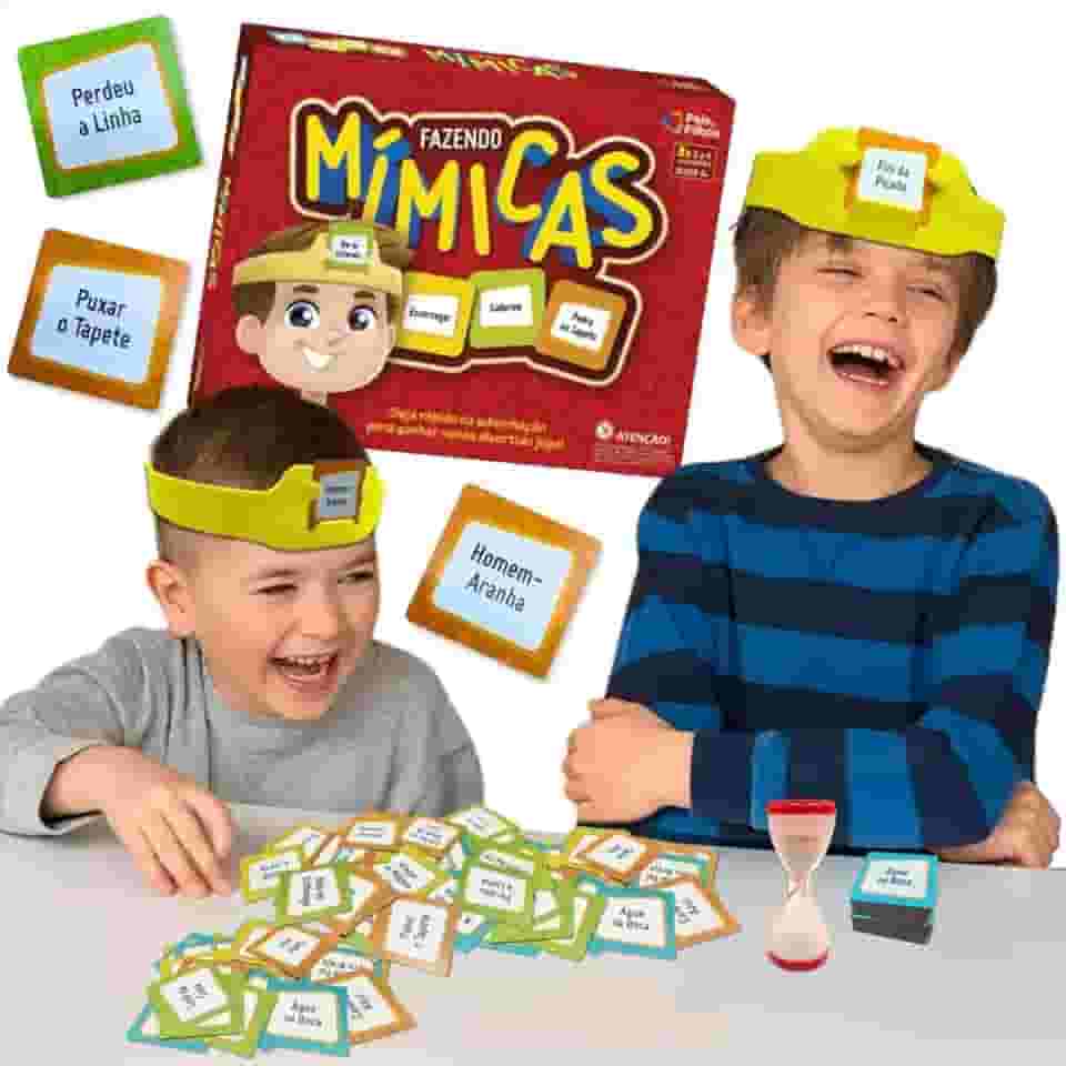 Jogo de Mímica Infantil Educativo 216 Cartas Tabuleiro Interativo Divertido para Crianças 8 9 10 11 anos Meninos Meninas Presente Natal Dia das Crianças Aniversário Gincana Família Escola Amigos Festa