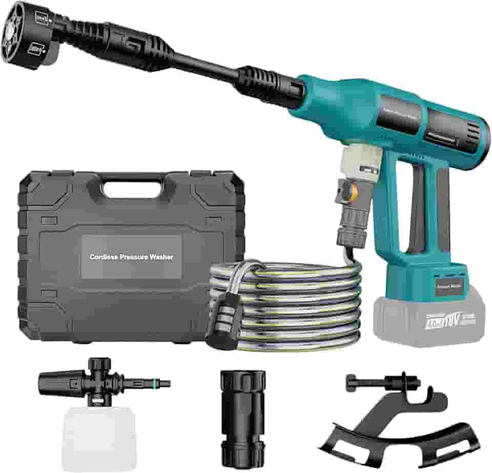 CAMXTOOL Lavadora De Alta Pressão Sem Fio Para Makita, Bateria 18 V, Portátil, 700 Psi, Com Mangueira 5 M, Bico 6 Em 1, 4 Configurações Velocidade, Cerca Piso Carro Operada Por (Apenas Ferramenta)