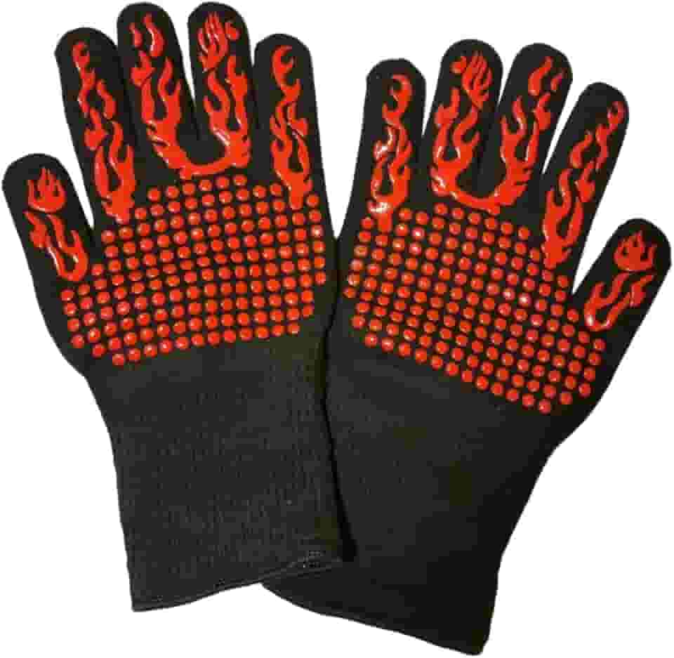 Kit 2 Luvas Térmicas para Forno Protege Mãos Punho Suporta alta temperatura Luva De Churrasqueiro Até 600ºC De 10 a 15 Segundos 31 cm (2)