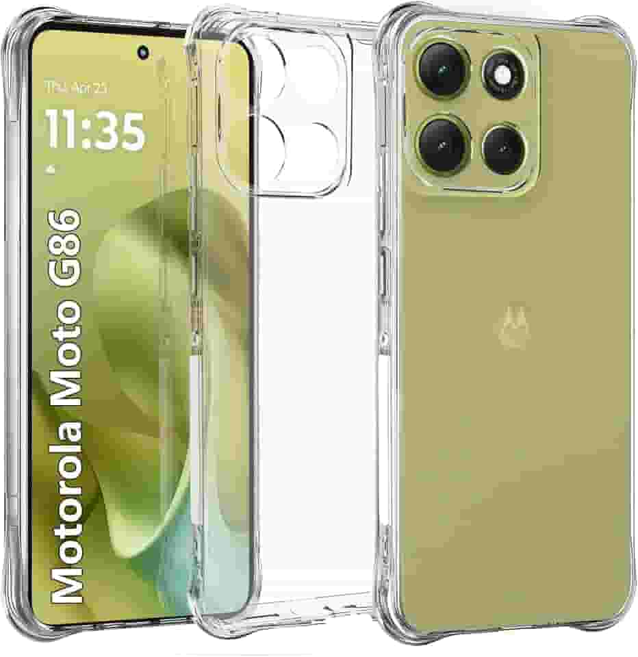 USTIYA Capa para Motorola MOTO G86 5G Case Uso Resistente, Capinha Bumper Absorção Choques em TPU Transparente Protector Câmera Espessamento nas Quatro Pontas da Carcasa