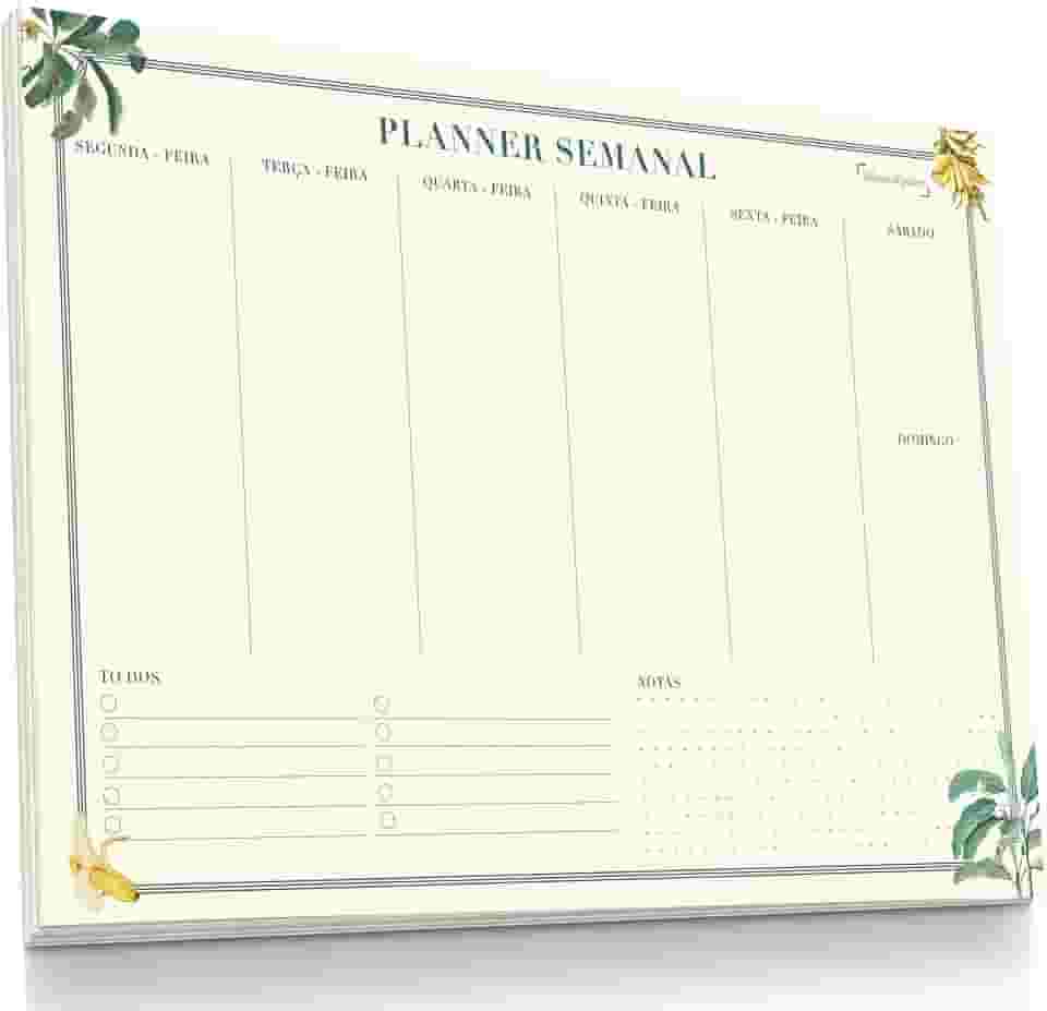 Planner Agenda Semanal Tropical - 50 folhas - tamanho A4