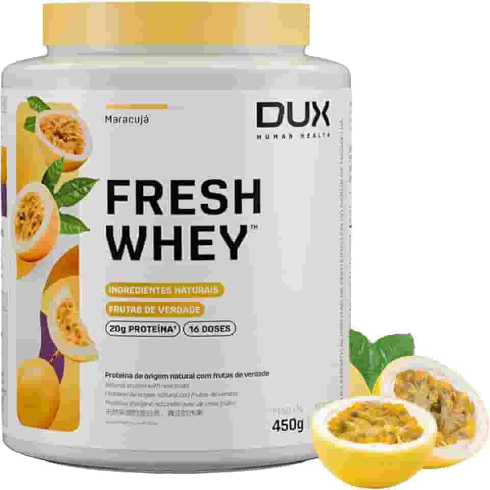 Fresh Whey Protein - Maracujá 450g - 20g de Proteínas por Porção - Suplementos Naturais, Suplementação Treino Academia, Ganho Muscular Hipertrofia - DUX HUMAN HEALTH