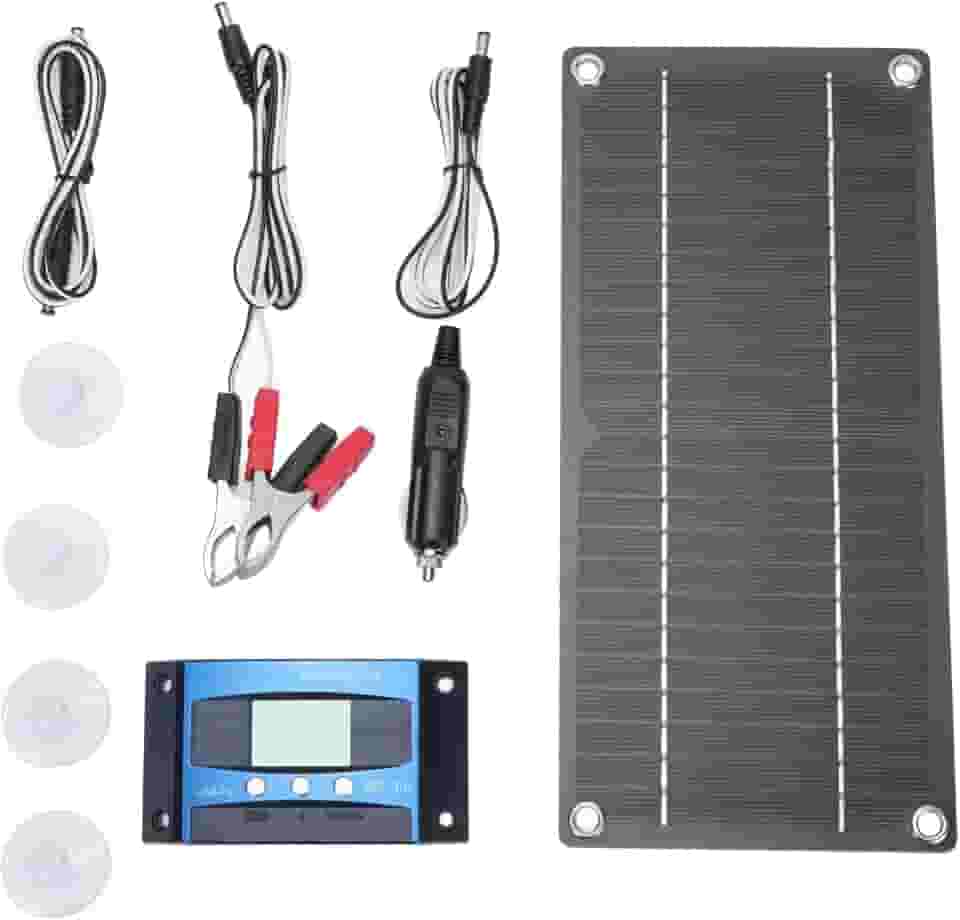 Painel Solar Portátil Monocristalino de 600W, Painel Solar Com Controlador 100A e Linha de Conexão e Cabo de Extensão Com Clipes para Caravana de Caravana de Carro Acampamento
