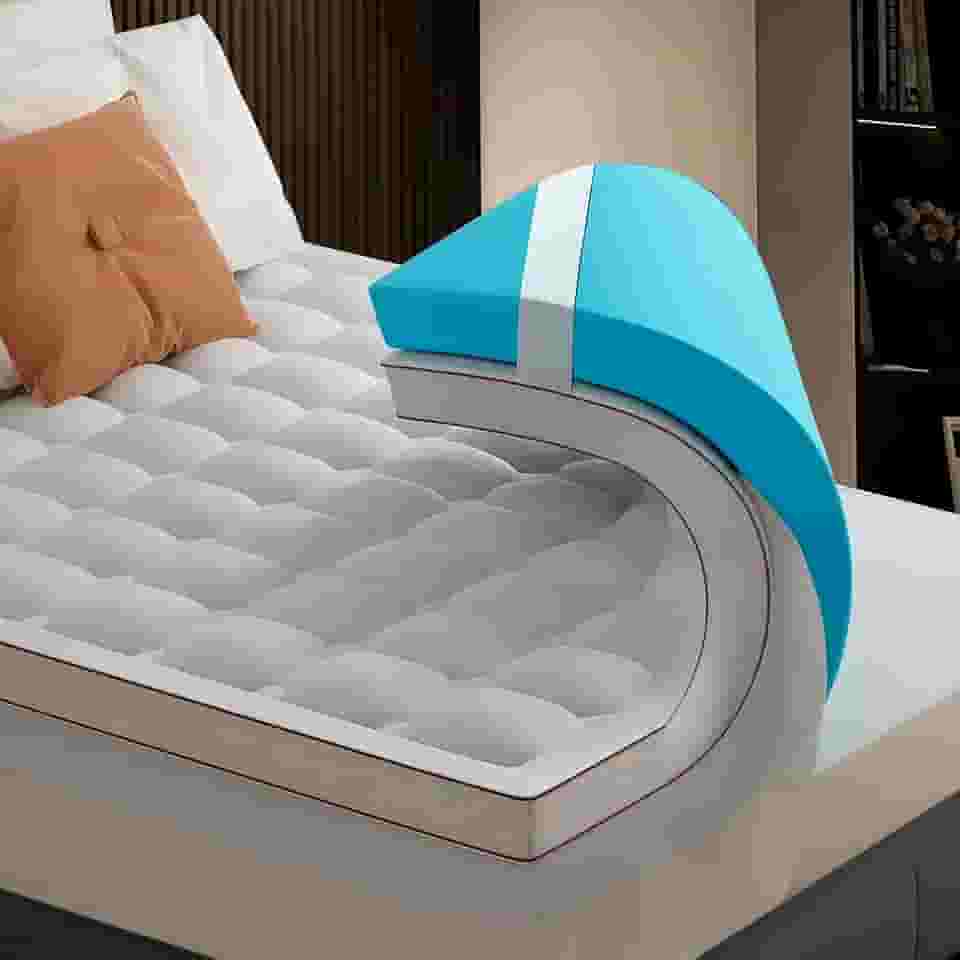 DWCN Queen Size Colchão de camada dupla de 7 cm – espuma viscoelástica de gel de 5 cm + almofada refrescante de 2,5 cm com alças ajustáveis – antiderrapante, respirável, camadas separáveis para alívio