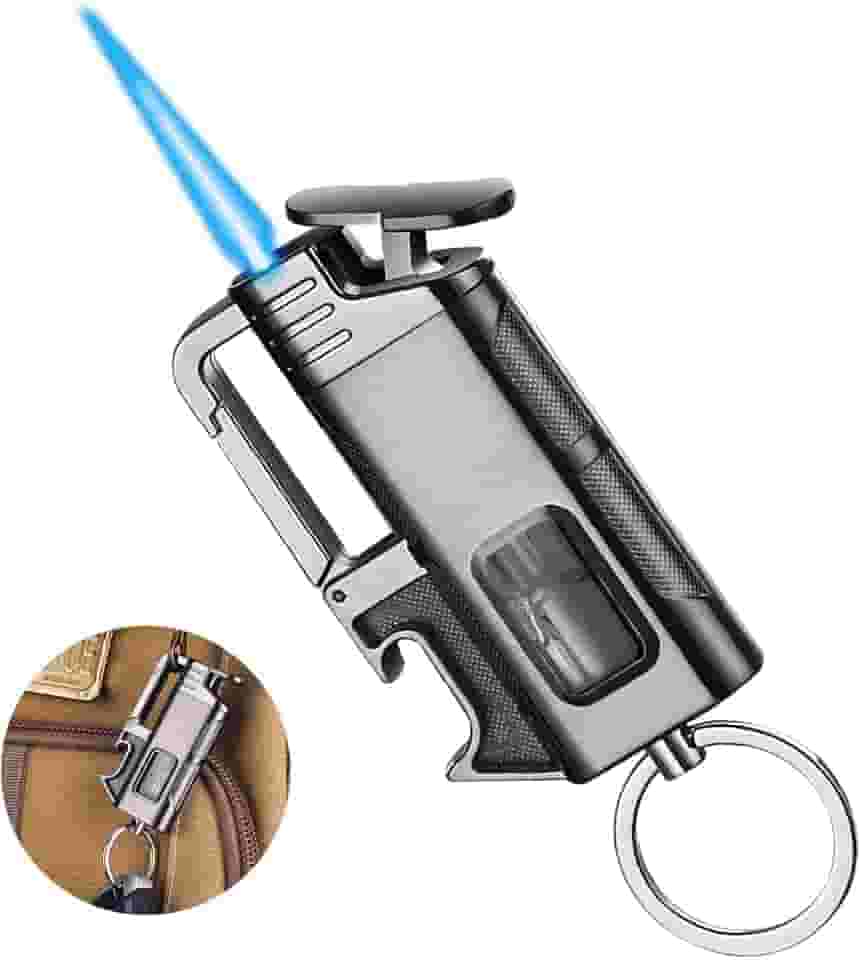 Isqueiro de Cozinha 004lighter Chama Vermelha Ajustável, Presente Profissional para Chef, Maçarico à Prova de Vento, Isqueiro de Butano Recarregável para Creme Brulee, Sobremesa, Churrasco e