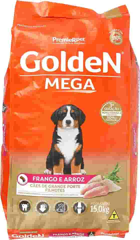 Ração Golden Cães Filhotes Raças Grandes Sabor Frango e Arroz, 15kg Premier Pet Para Todas Gigante Filhotes,
