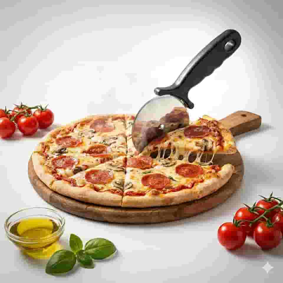 Cortador de Pizza Profissional em Aço Inox com Cabo Ergonômico – Fatiador de Pizza Durável e Preciso