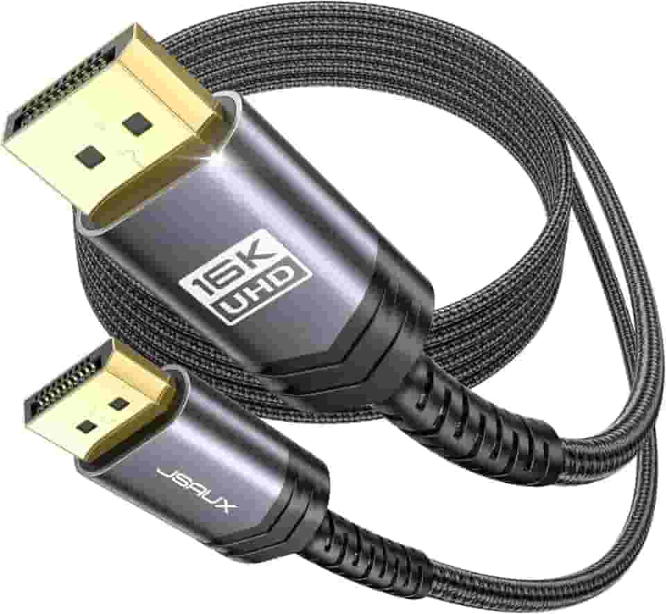 JSAUX Cabo Displayport 2.1 0.9 m, DP 2.1 suporte 16K@60Hz, 8K@120Hz, 4K@240Hz 80Gbps, retrocompatível com DP1.4/DP1.2, cabo de porta de exibição 2.1 compatível com monitor, laptop, gráficos