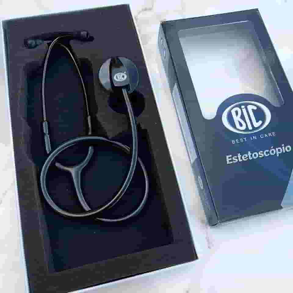 Estetoscópio Adulto Unisson Standard Preto BIC - Ideal para Estudantes Enfermagem e Veterinária