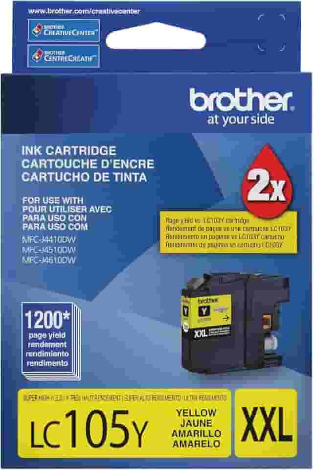 BROTHER Cartucho de tinta Amarelo para 1200 impressões, padrao, LC105Y