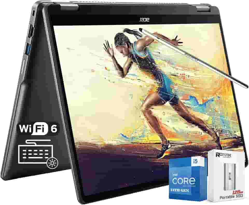 acer Laptop Chromebook Plus Spin 514 2 em 1 de 14 polegadas com tela sensível ao toque, Intel 10-Core i5-1334U de 13ª geração (Beat i7-1250U), 8GB LPDDR5X, SSD Pcle 4.0 de 512 GB, KB retroiluminado