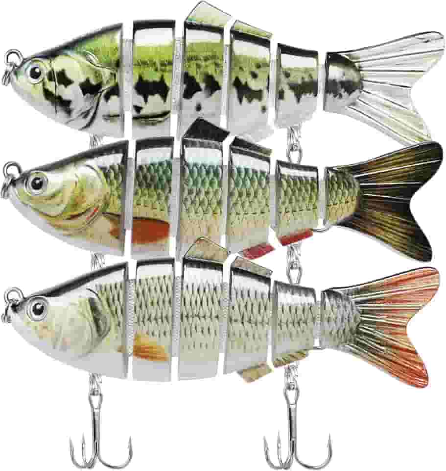 TRUSCEND Iscas de Pesca para Robalo e Truta - Iscas de Natação Segmentadas com Várias Articulações e Afundamento Lento