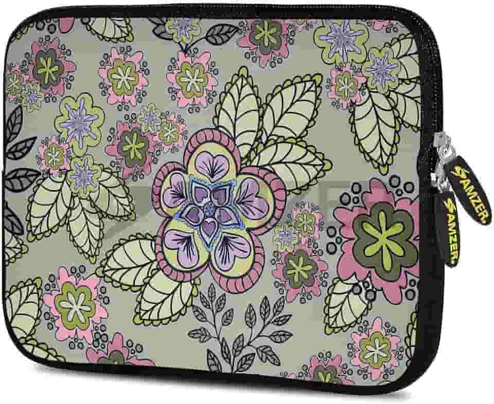 Amzer Capa de neoprene de designer de 19-25 cm para iPad/Tablet/e-Reader e cadernos, folhas de oliva flores rosa (AMZ5215105)