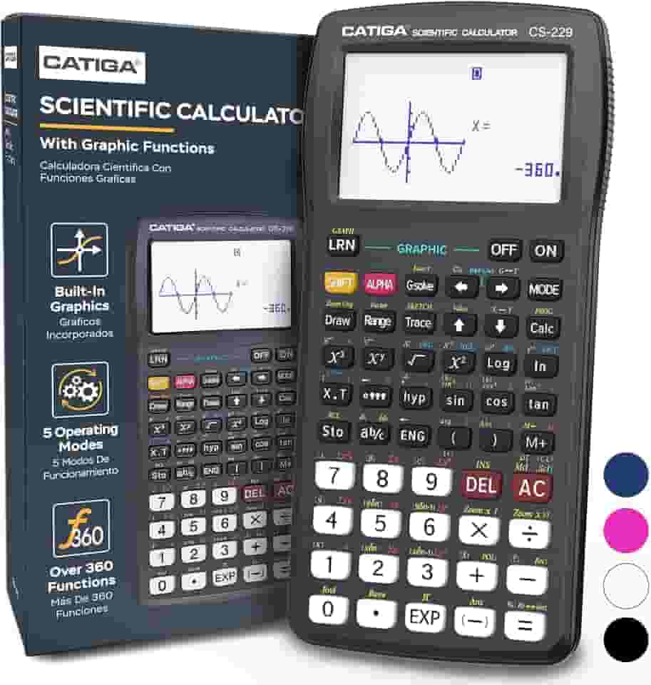 CATIGA Calculadora científica com funções gráficas, vários modos com interface de usuário intuitiva para iniciantes e cursos avançados, ensino médio ou universitário, CS-229