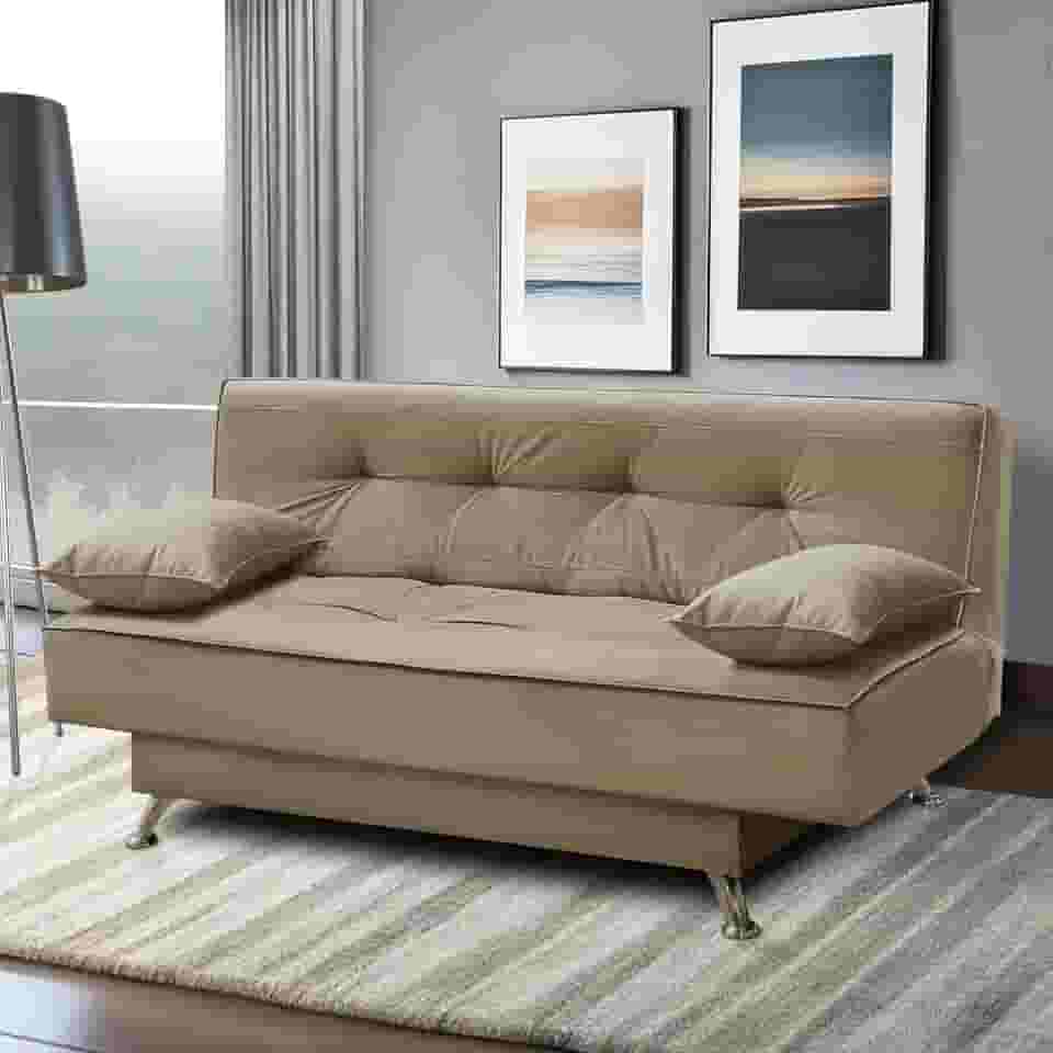 Sofá Cama 1,80m França Suede Bege Adonai Estofados