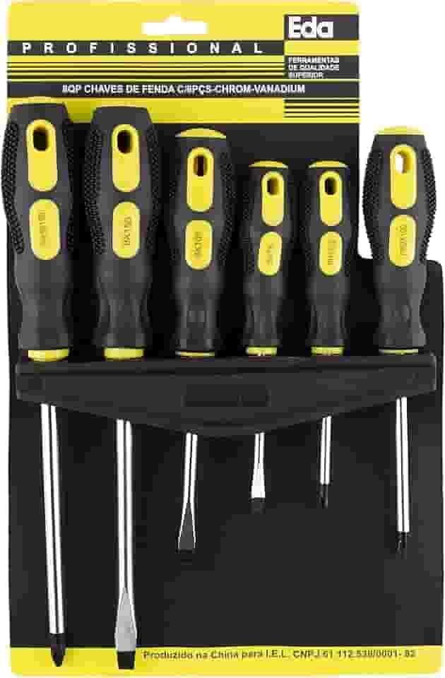 EDA Chaves De Fenda E Phillips Cromo Vanádio Jogo Com 6 Peças Eda