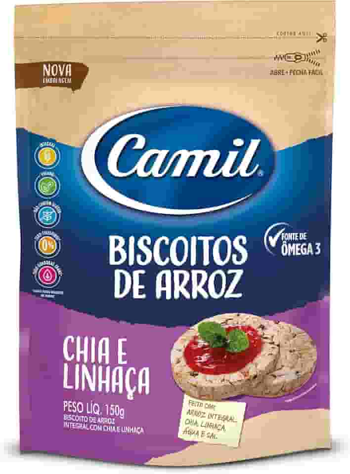 Biscoito de Arroz Integral com Chia e Linhaça Camil Pct 150g