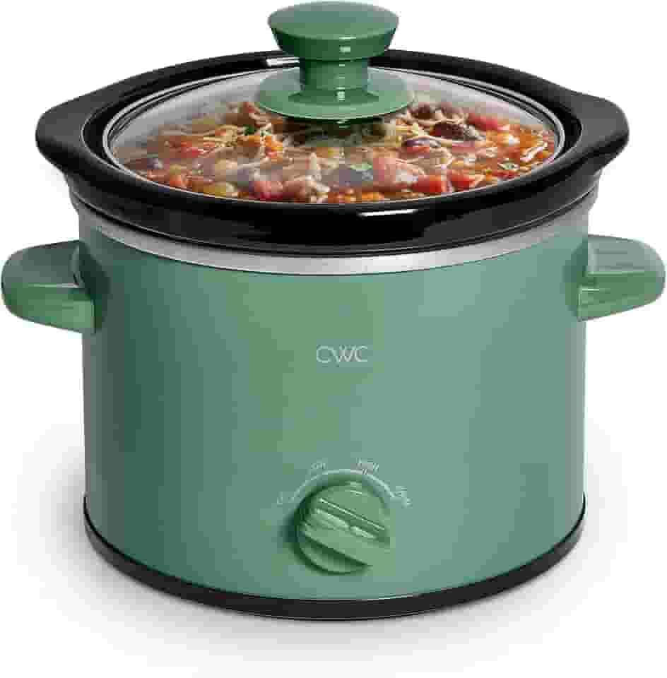 COOK WITH COLOR Mini Panela Elétrica Redonda De Cozimento Lento 2 Qt - Configurações Ajustáveis, Cerâmica Removível, Tampa Vidro Temperado, Lavável Na Máquina Lavar Louças, Alças Laterais Frias Ao T