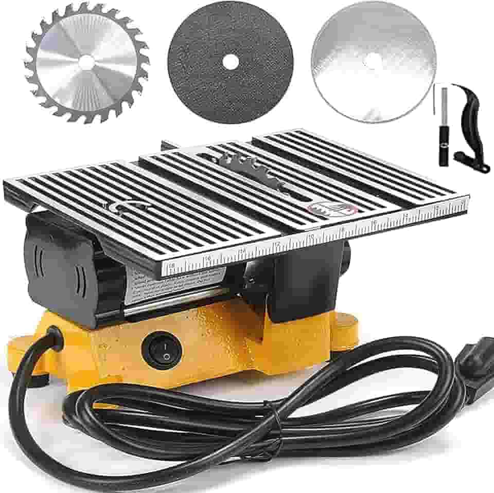 Serra de mesa elétrica de 10 cm, 60 W, mini bancada, ótima serra elétrica para artesanato de mesa, suporte de bancada circular com 2 peças