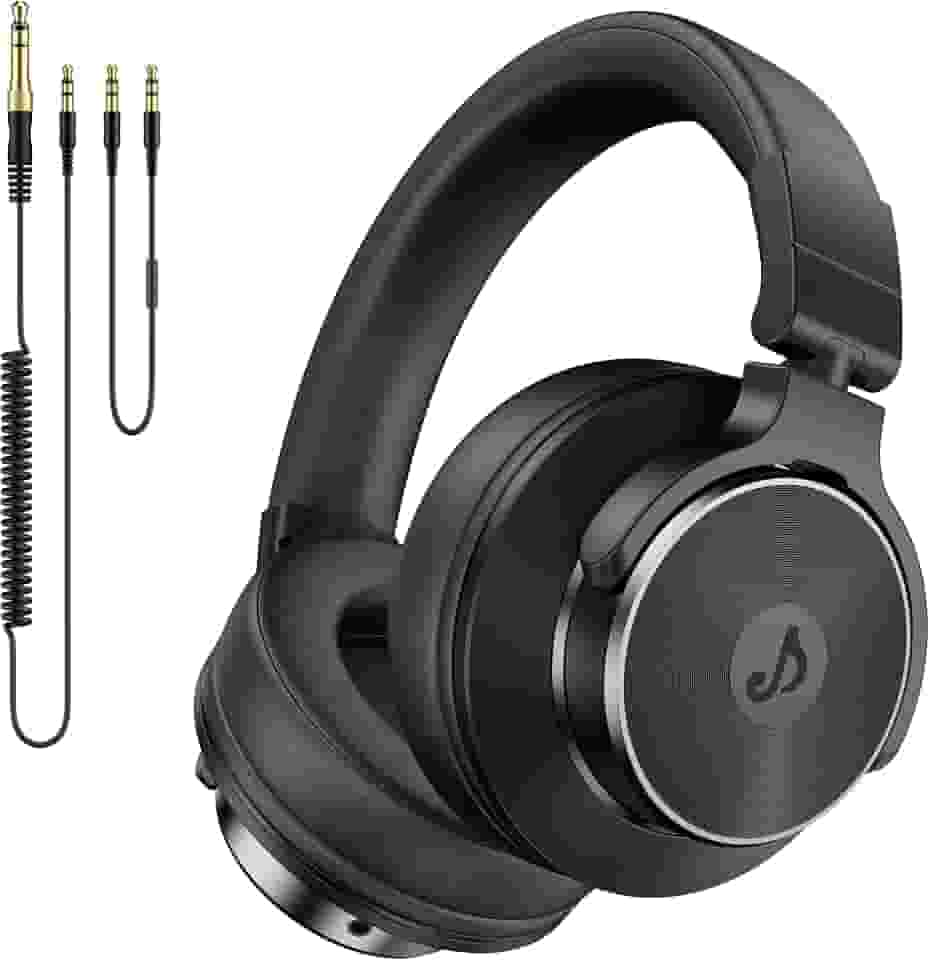 Fones de ouvido para DJ, monitor de estúdio e mixagem de DJ estéreo, drivers de neodímio de 50 mm e conector de 1/4 a 3,5 mm para gravação de computador AMP, podcast, teclado, guitarra, laptop