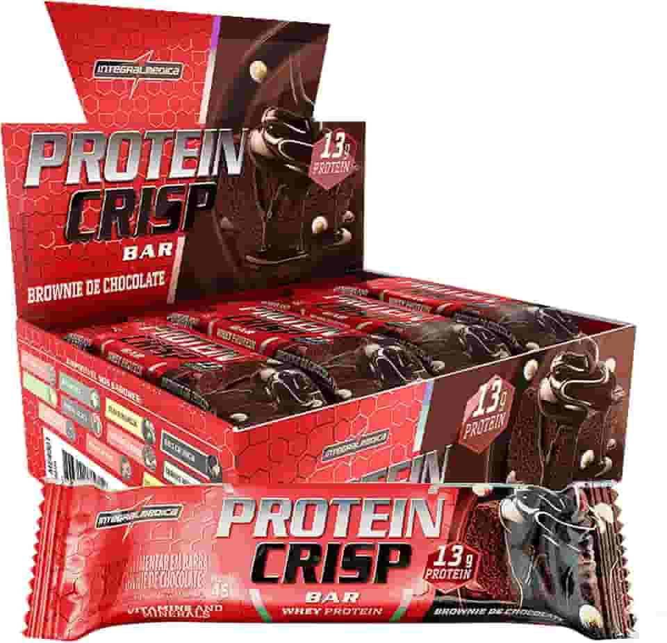 Integralmedica - Barra de Proteína Whey Protein Crisp Bar Brownie de Chocolate - Snack Proteíco Baixa Caloria, Aumenta a Saciedade - Pré e Pós-Treino - Display com 12Un