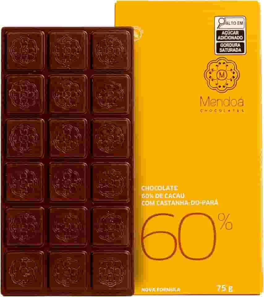 Chocolate Mendoá Linha Clássica 60% Cacau Com Castanha-do-Pará - 75g