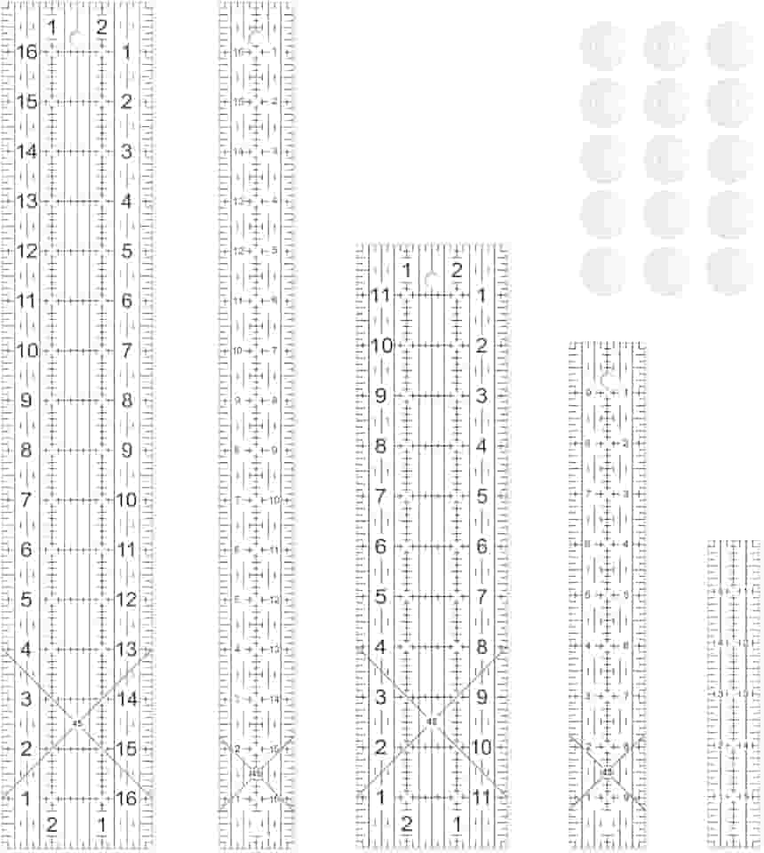 Régua De Costura, Réguas De Quilting De 5 Peças, 3 X 17 Polegadas, 1,5 X 17 Polegadas, 3 X 12 Polegadas, 1,5 X 10 Polegadas, 1 X 6 Polegadas, Régua De Acrílico, Régua De Corte Com Anéis Antide