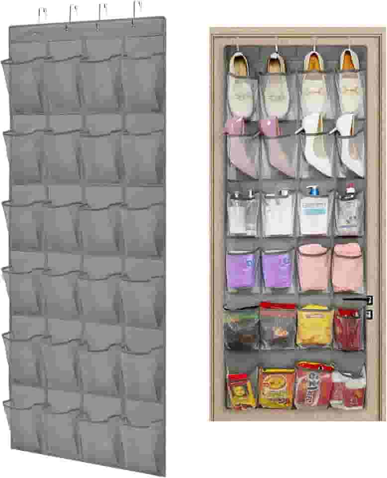 Sapateira de Porta, Sapateira Organizadora de Porta, Organizador de Sapatos, Transparente Pendurável, Sapateira Vertical (Cinza Escuro)
