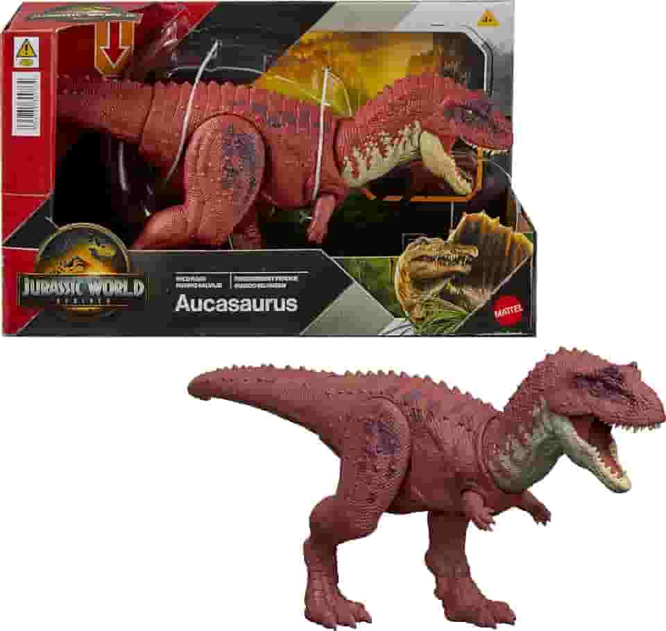 Jurassic World Dinossauro de Brinquedo Rebirth Rugido Selvagem Aucasaurus para crianças a partir de 4 anos
