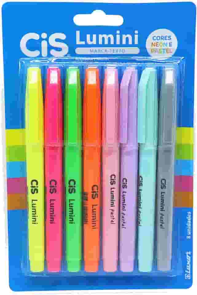 Marca Texto Lumini, CIS, 56.9802, Multicor, Blister com 8 unidades (Cores Pastel e Neon)